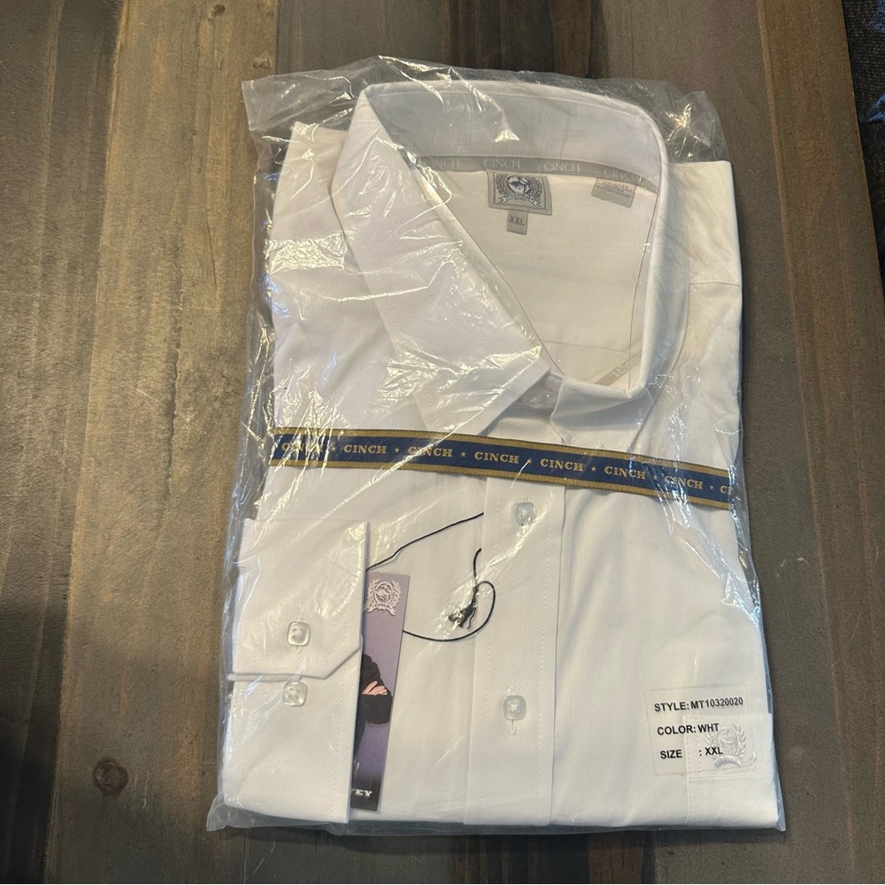 Men’s CINCH White Button Down Shirt XXL | NWT Western Dress Shirt